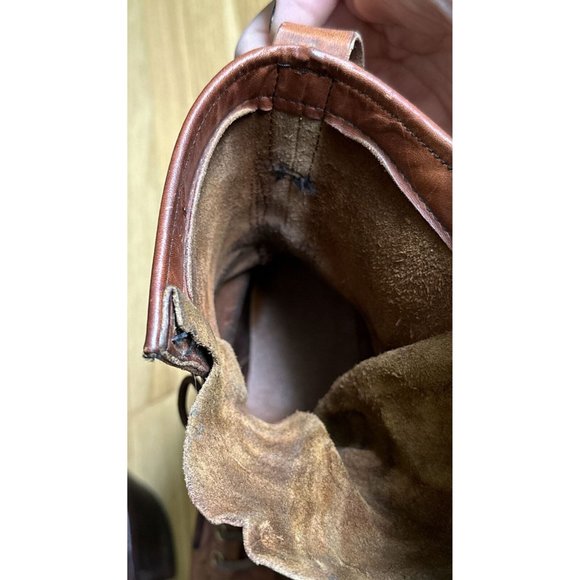 Vintage Handmade brown leather boots men’s size 8E. Lace up. - Picture 7 of 16